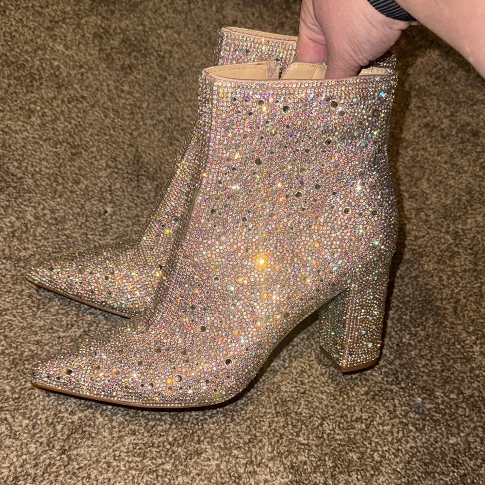 Sparkling Betsy Johnson Crystal Ankle Boots